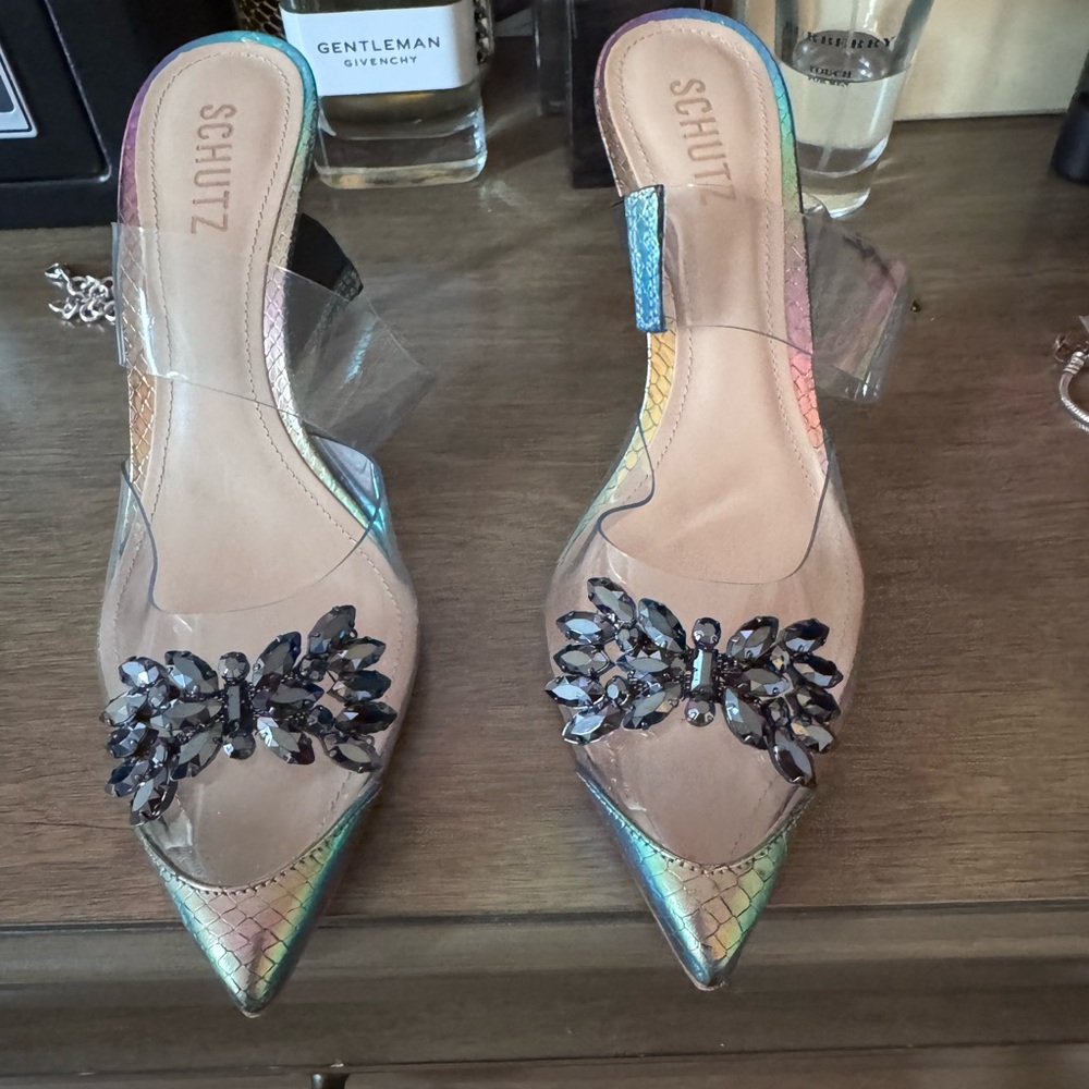 Schutz Iridescent Women's Shoes with Black Embellishments